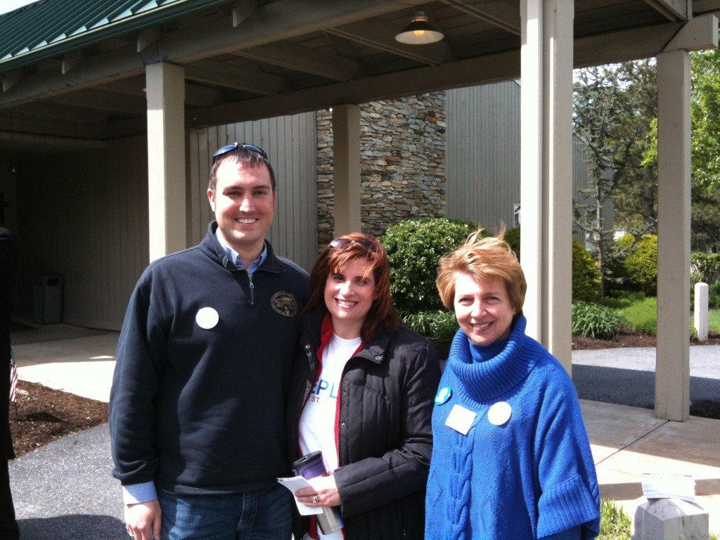Chris Dietz, Randi Teplitz, & Lori Serratelli outside the Susquehanna Township poll in ward #8.
